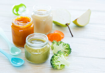 Assortment of fruit and vegetable puree