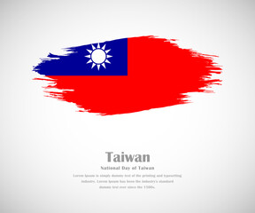 Abstract brush painted grunge flag of Taiwan country for National day