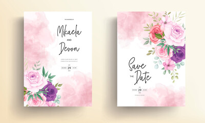 Elegant wedding invitation card with rose ornaments