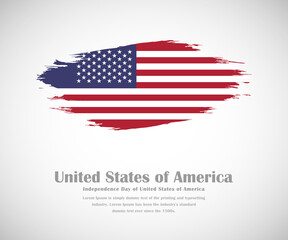 Abstract brush painted grunge flag of United States of America country for Independence day
