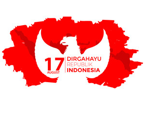 Indonesia Independence Day Garuda Map Brush Vector