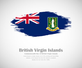 Fototapeta premium Abstract brush painted grunge flag of British Virgin Islands country for Commonwealth day