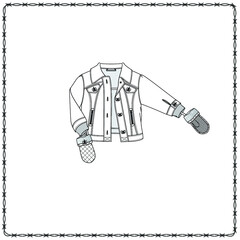 Editable fashion garment flat sketch for creating new designs mockup