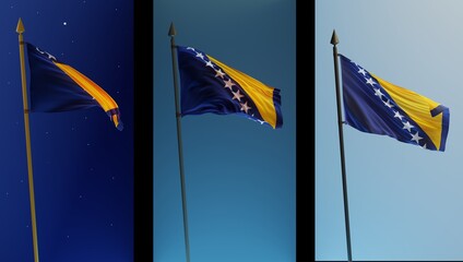 Abstract Bosnia and Herzegovina Flag 3D Render (3D Artwork)