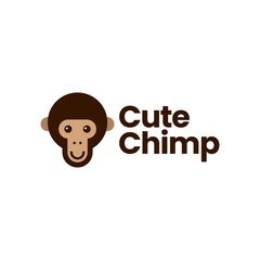 cute chimp head monkey logo vector icon illustration