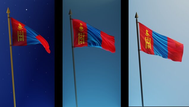 Abstract Mongolia Flag 3D Render (3D Artwork)