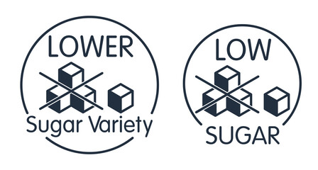 Low Sugar badge - Flat label with crossed cubes
