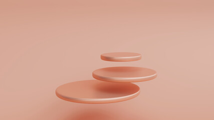 Circular hovering steps, product mockup display background. 3D rendering illustration. 