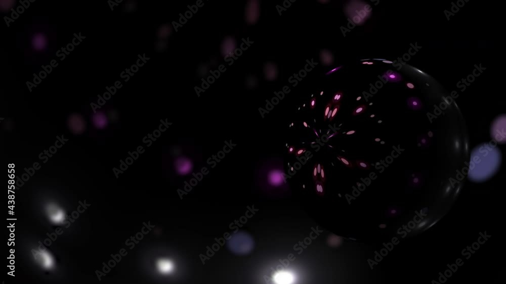 Poster abstract electrical light digiall ball in futuristic dark black background. 4k 3d seamless looping. 