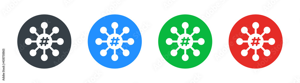 Poster social network icons set in different color design. vector illustration of social media connections.