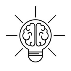 Brain light bulb symbol. Creative idea. Flat Design