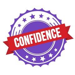 CONFIDENCE text on red violet ribbon stamp.