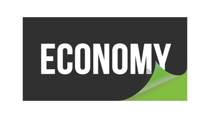 ECONOMY text written on black green sticker.