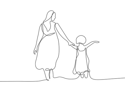 Mother And Baby Icon. Woman Family Child Vector. Line Drawing. Sketch  Silhouette. Royalty Free SVG, Cliparts, Vectors, and Stock Illustration.  Image 11530404.