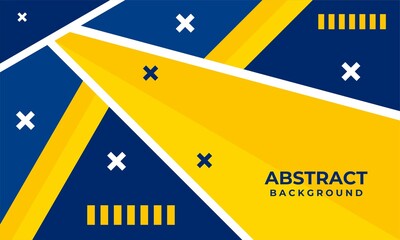 Blue Geometric Background. Abstract Shapes Composition With Yellow and White Lines. Can Be Used For Banner, Poster, Website, Promotion, Brochure
