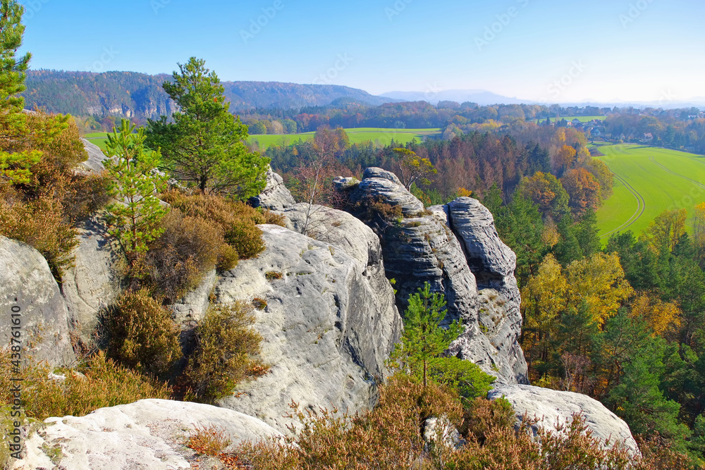 Poster Gamrig Blick in die Sächsische Schweiz - mountain Gamrig view to the Saxon Switzerland