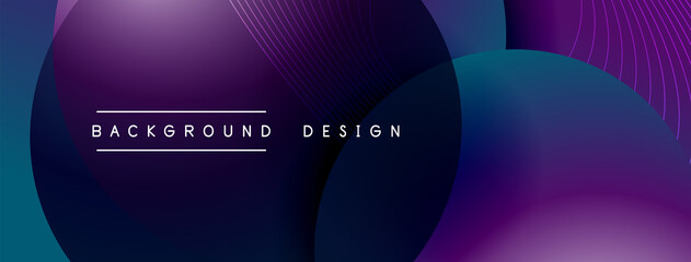 Gradient circles with shadows. Vector techno abstract background. Modern overlapping forms wallpaper background, design template