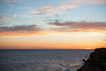 Obraz premium Orange sunset on the sea