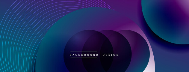 Gradient circles with shadows. Vector techno abstract background. Modern overlapping forms wallpaper background, design template