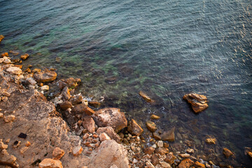View of the sea rocky coast