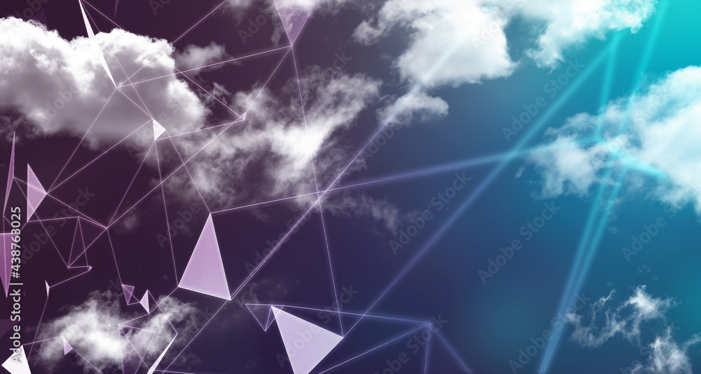 Poster cloud network in abstract technology background. cloud networking concept