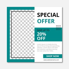 Modern promotion square web banner for social media mobile apps