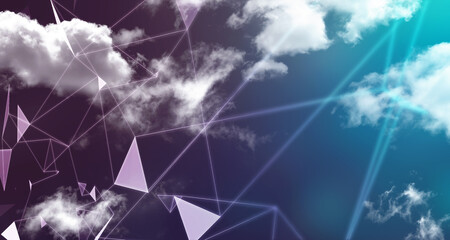 Cloud network in abstract technology background. Cloud networking concept
