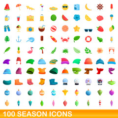 Fototapeta premium 100 season icons set. Cartoon illustration of 100 season icons vector set isolated on white background