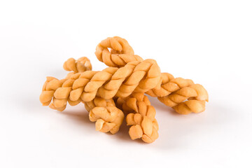 fried dough twist isolated on white background