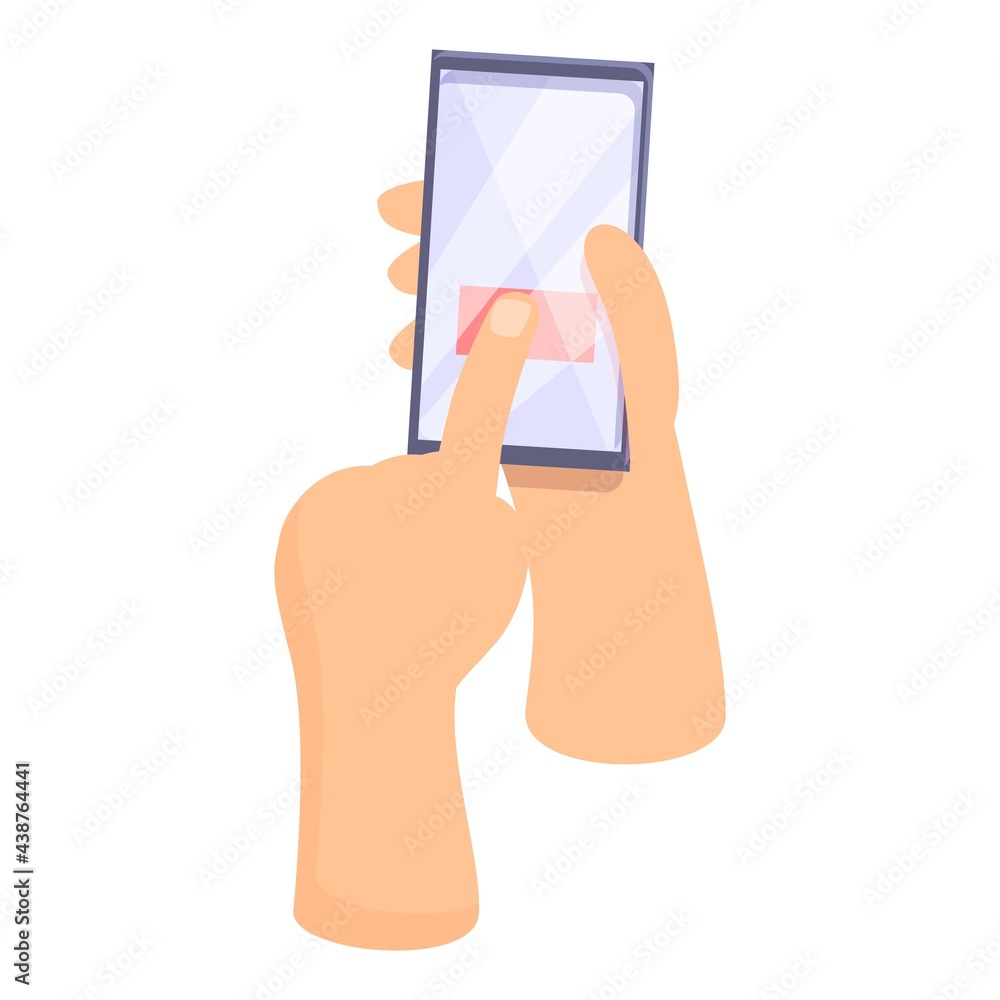 Poster red button smartphone icon. cartoon of red button smartphone vector icon for web design isolated on 