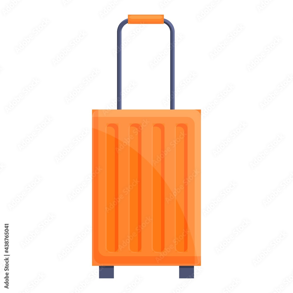 Poster first class travel bag icon. cartoon of first class travel bag vector icon for web design isolated o