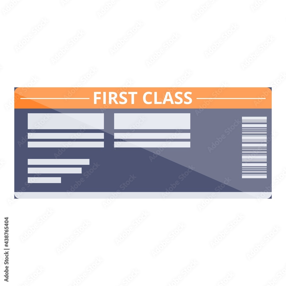 Poster first class air ticket icon. cartoon of first class air ticket vector icon for web design isolated o