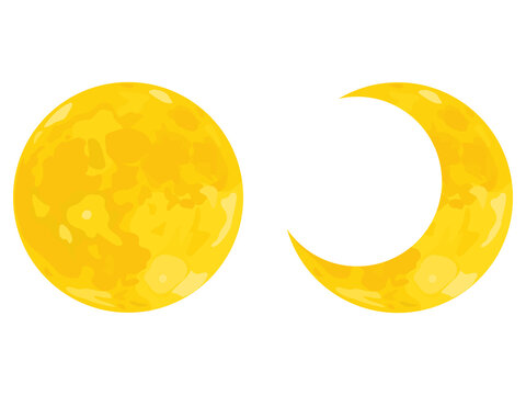 月のイラスト　満月と三日月