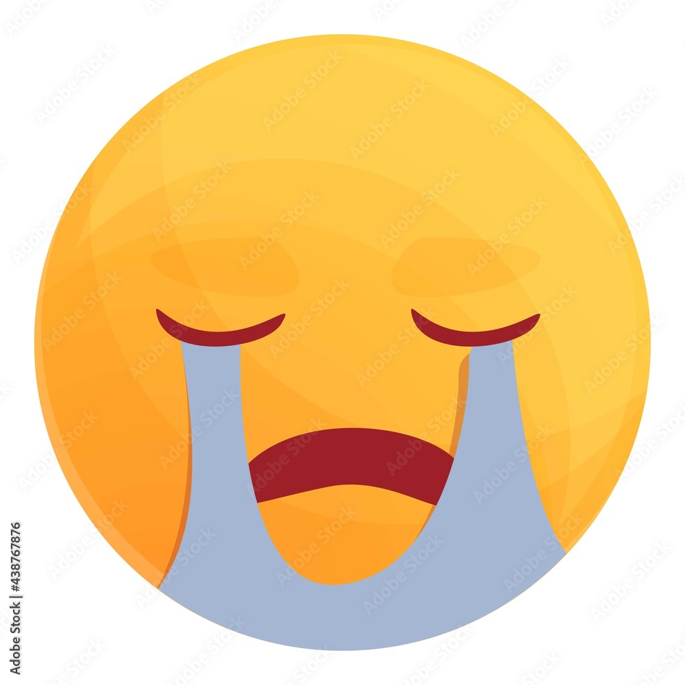 Poster crying emoticon icon. cartoon of crying emoticon vector icon for web design isolated on white backgr