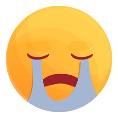 Crying emoticon icon. Cartoon of crying emoticon vector icon for web design isolated on white background
