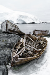 Old wooden boat in Antarctica