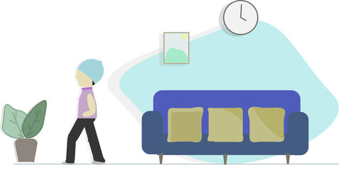 illustration person in the living room