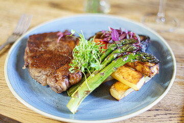 steak and chips close up