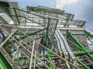 An electrostatic precipitator and stack in biomass power plant.