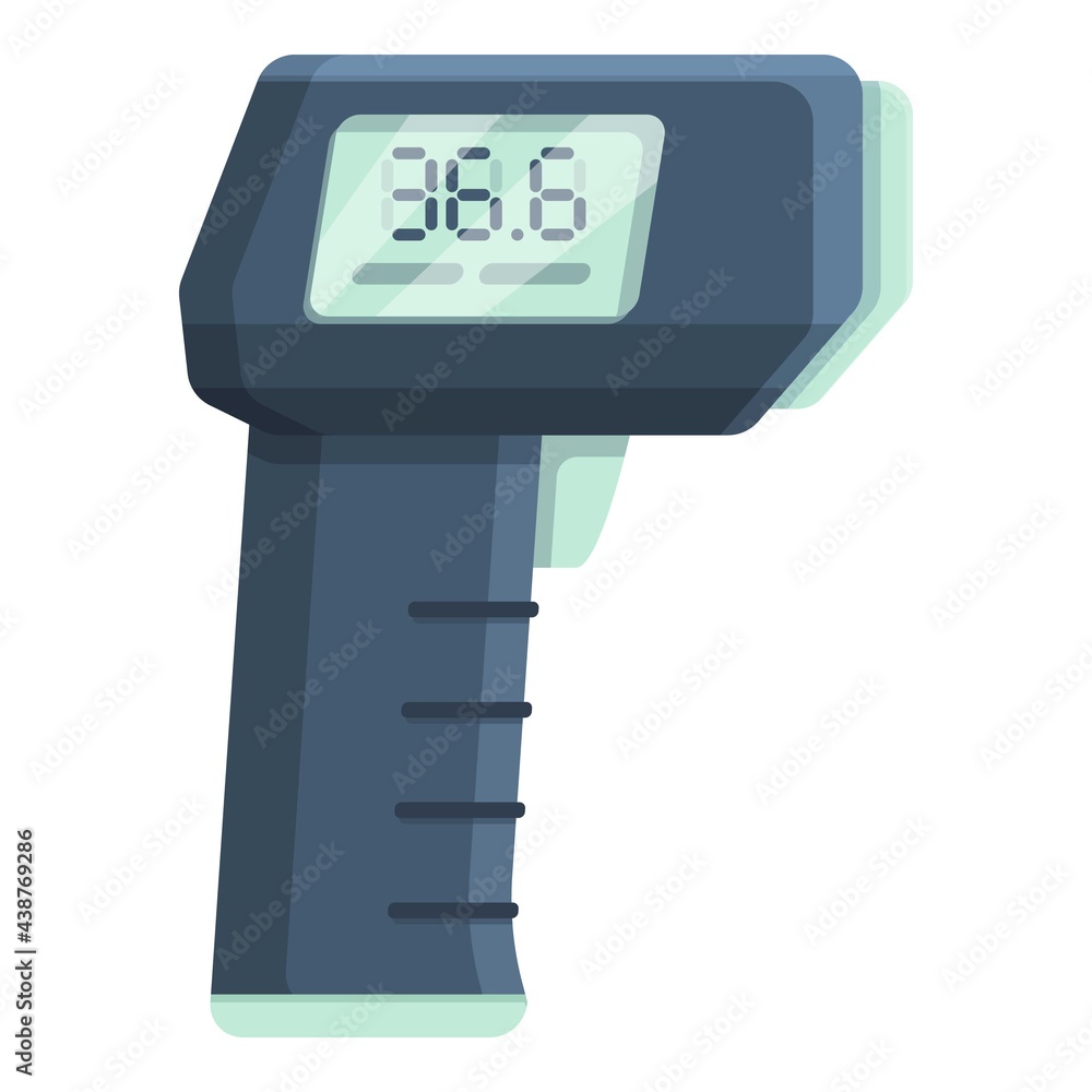 Poster Laser thermometer with numbers icon. Cartoon of laser thermometer with numbers vector icon for web design isolated on white background
