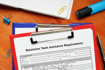 SBA form Resolution Team Assistance Requirements