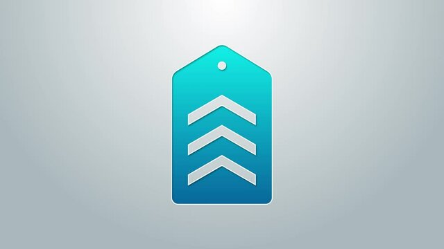 Blue line Chevron icon isolated on grey background. Military badge sign. 4K Video motion graphic animation