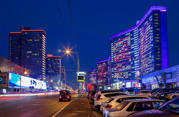Moscow, Russia, Novy Arbat street in the evening.
  The street is located in the center of Moscow,...