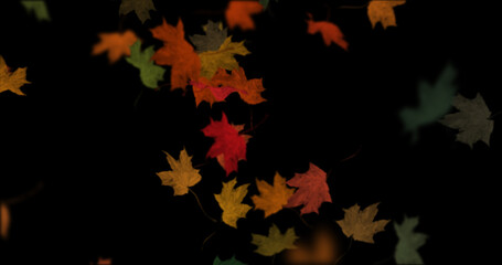 Falling leaves in autumn background