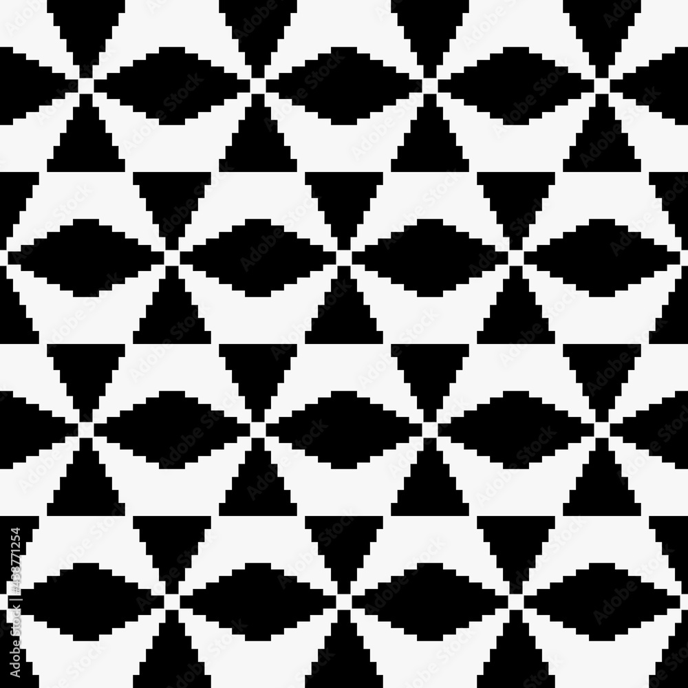 Poster simple monochrome ornament. seamless pixelated shape. vector.