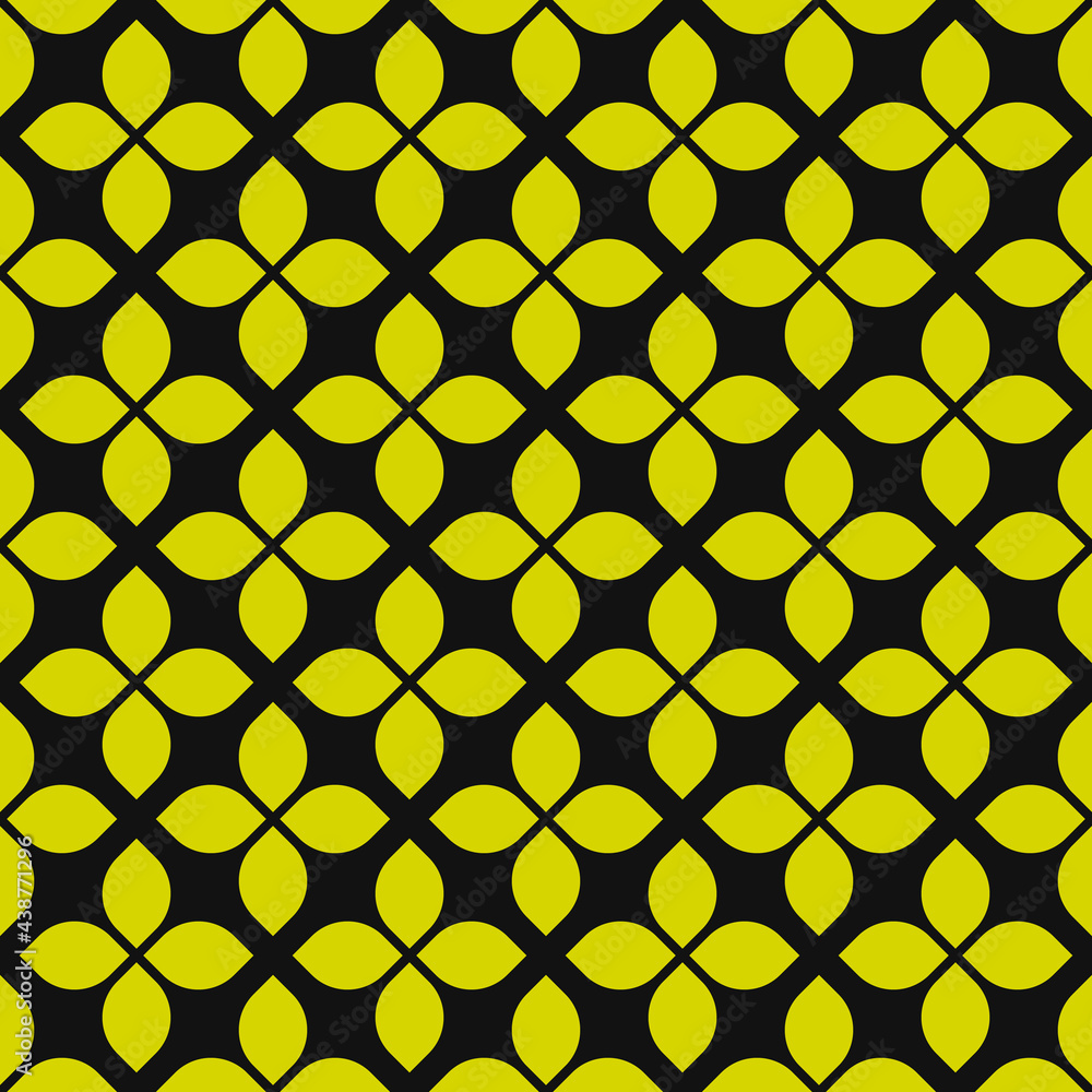 Poster four yellow petals make simple ornament. vector seamless petals shape mesh.