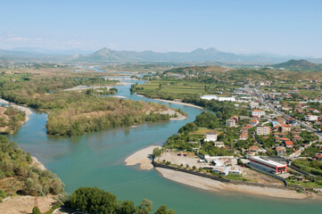 Mountain Panorama and River. Shkod&euml;r, Albania