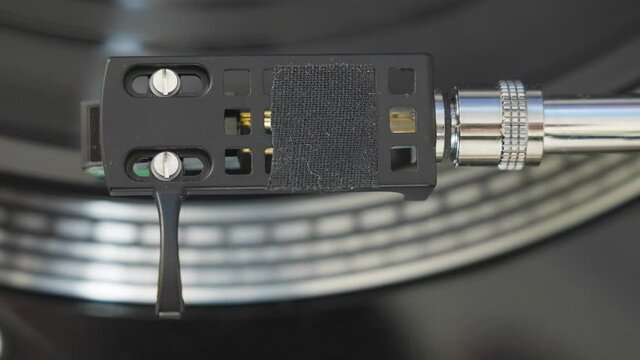 Top view of the spinning plate of the turntable in black color