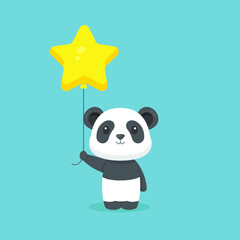 Cute Panda Holding Balloon Free Vector