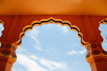 arch building mosque in orange colour